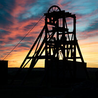 Buy canvas prints of Silhouette at dusk of Magpie Mine in the Peak District, Derbyshire by Dave Collins