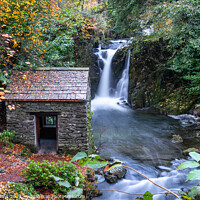 Buy canvas prints of Outdoor Waterfall and The Grot on Rydal Beck in the Lake District, Cumbria, England by Dave Collins