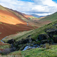 Buy canvas prints of Looking North East along Newlands Pass from Moss Force in the Lake District by Dave Collins