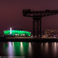 Buy canvas prints of Finnieston Crane on the river Clyde with the Hydro multi-purpose indoor  by Dave Collins