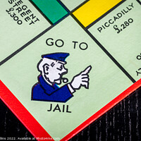 Buy canvas prints of Go To Jail square on a UK Monopoly Board by Dave Collins