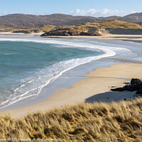 Buy canvas prints of Waves on Carnish Beach and Cappadale Sands at Low Tide, Isle of Lewis, Scotland by Dave Collins