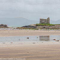 Buy canvas prints of Ballinskelligs Castle from Ballinskelligs Beach at low tide, County Kerry, Ireland by Dave Collins