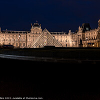 Buy canvas prints of The Louvre illuminated at night from Place Du Carrousel, Paris, France by Dave Collins