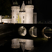 Buy canvas prints of Night Reflections of Château de Sully-sur-Loire and the surrounding moat, Sully-sur-Loire, France  by Dave Collins
