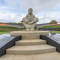 Buy canvas prints of The central statue at the RAF Battle of Britain Memorial with the visitor centre in the background, Capel-le-Ferne, England by Dave Collins