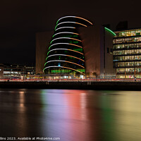 Buy canvas prints of The lights of the Dublin Convention Centre reflected in the river Liffey at night by Dave Collins