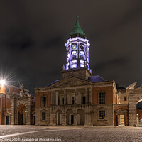 Buy canvas prints of Dublin Castle state apartments entrance illuminated, Dublin, Ireland by Dave Collins