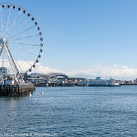 Buy canvas prints of The Seattle Great Wheel on Pier 57 looking south, Seattle, USA by Dave Collins