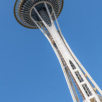 Buy canvas prints of Dutch angle view of the Space Needle from Seattle Center, Seattle, Washington, USA by Dave Collins