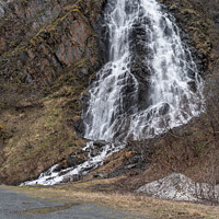 Buy canvas prints of Horsetail falls waterfall  east of Valdez, Alaska, US by Dave Collins
