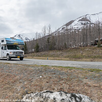Buy canvas prints of Cruise America Motor-home parked on Alaska Highway 1 on the Kenai Peninsular, Alaska, USA by Dave Collins