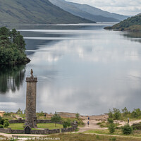 Buy canvas prints of Statue of the Unknown Highlander at the top of the 1745 Jacobite rising memorial at Glenfinnan, Highlands, Scotland by Dave Collins
