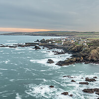 Buy canvas prints of Long exposure of the sea, rocky coastline, Town and Harbour, St Abbs, Scotland by Dave Collins