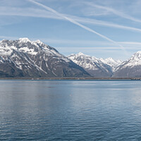 Buy canvas prints of Panorama of the mountains at the end of Port Valdez inlet, Alaska by Dave Collins