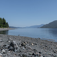 Buy canvas prints of The Beach and a water front house in of Alert Bay, British Columbia, Canada by Dave Collins