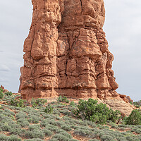 Isolated lone Hoodoo Rock Formation in Arches National Park, Utah, USA