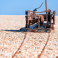 Buy canvas prints of Disused Winch, Dungeness Beach, Kent, England by Dave Collins