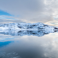 Buy canvas prints of Norway - snow on an island in a smooth sea by Dave Collins