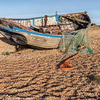 Buy canvas prints of Old Fishing Boat, Dungeness Beach, Kent, England by Dave Collins