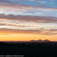 Buy canvas prints of The Eildon hills at Sunset, Scottish Borders, UK by Dave Collins