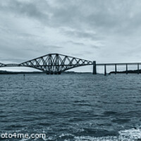 Buy canvas prints of Forth Rail Bridge, Edinburgh, Scotland - Monochrome by Dave Collins