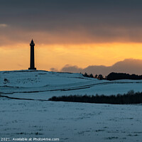 Buy canvas prints of Wellington Monument in the Scottish Borders in winter snow at dusk by Dave Collins