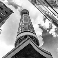 Buy canvas prints of Monochrome Post Office - BT Communications Tower from unusual angle, London, England by Dave Collins