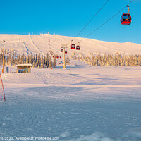 Buy canvas prints of Cable Car Ski Lift, Yllas, Finland by Dave Collins