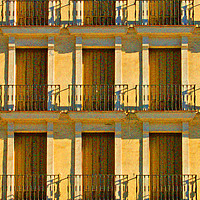 Buy canvas prints of Sunkissed Balconies by Richard Harris