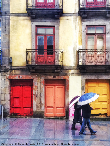Colourful Porto, Portugal, in the rain Picture Board by Richard Harris