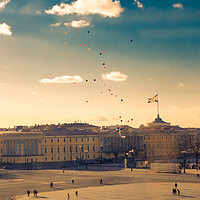 Buy canvas prints of Sunset at the Palace Square, St. Petersburg by Larisa Siverina