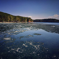 Buy canvas prints of Spring landscape with ice drift on the lake.   by Larisa Siverina