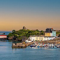 Buy canvas prints of Sunset at Tenby Harbour, Pembrokeshire. by Colin Allen