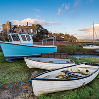 Buy canvas prints of Laugharne Castle and Boats. by Colin Allen