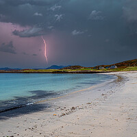 Buy canvas prints of  Sunset and Lightning at Mellon Udrigle Beach by Colin Allen