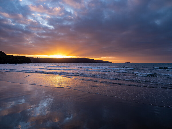 Broad Haven Beach at Sunset. Picture Board by Colin Allen
