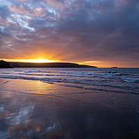 Buy canvas prints of Broad Haven Beach at Sunset. by Colin Allen