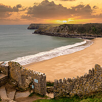 Buy canvas prints of Sunset  at Barafundle Bay by Colin Allen