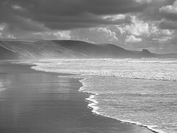 Storm at Newgale, Pembrokeshire. Black and White. Picture Board by Colin Allen