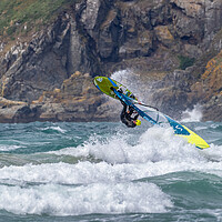 Buy canvas prints of The Acrobatic Windsurfer at Newgale. by Colin Allen