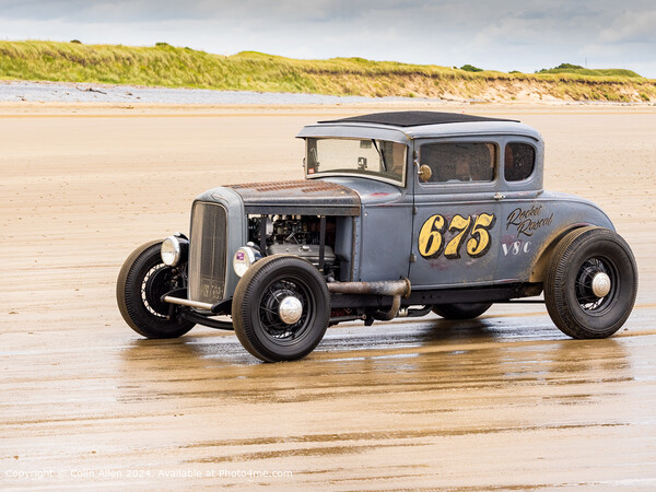 The Hot Rod on Pendine Beach, Wales. Picture Board by Colin Allen