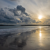 Buy canvas prints of Sunset on the South Beach, Tenby. by Colin Allen