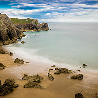 Buy canvas prints of Majestic Rocks rising over beautiful Flimston. by Colin Allen