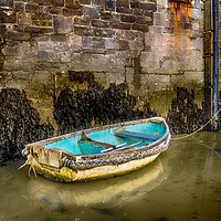 Buy canvas prints of The Blue Boat in Tenby Harbour. by Colin Allen