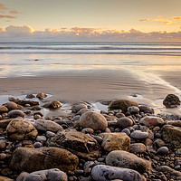 Buy canvas prints of  Golden Sunset at Morfa Bychan Beach, Pendine. by Colin Allen