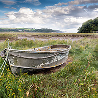 Buy canvas prints of The Grey Boat at Laugharne. by Colin Allen