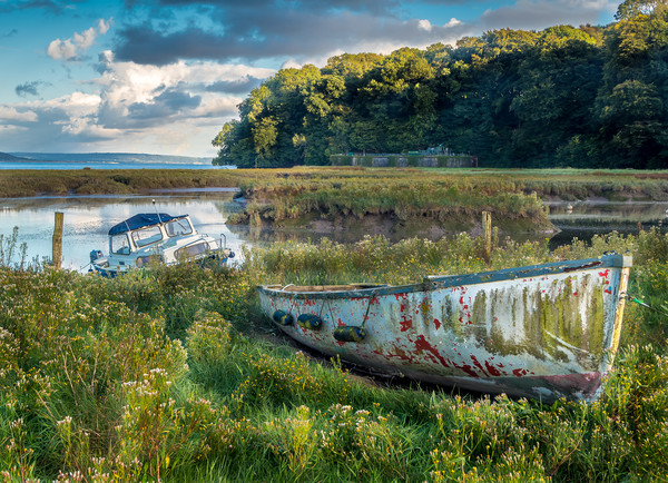 A Colourful Old Boat - Laugharne Estuary.  Picture Board by Colin Allen