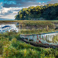 Buy canvas prints of A Colourful Old Boat - Laugharne Estuary.  by Colin Allen