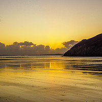 Buy canvas prints of Golden Sunset at Pendine, by Colin Allen